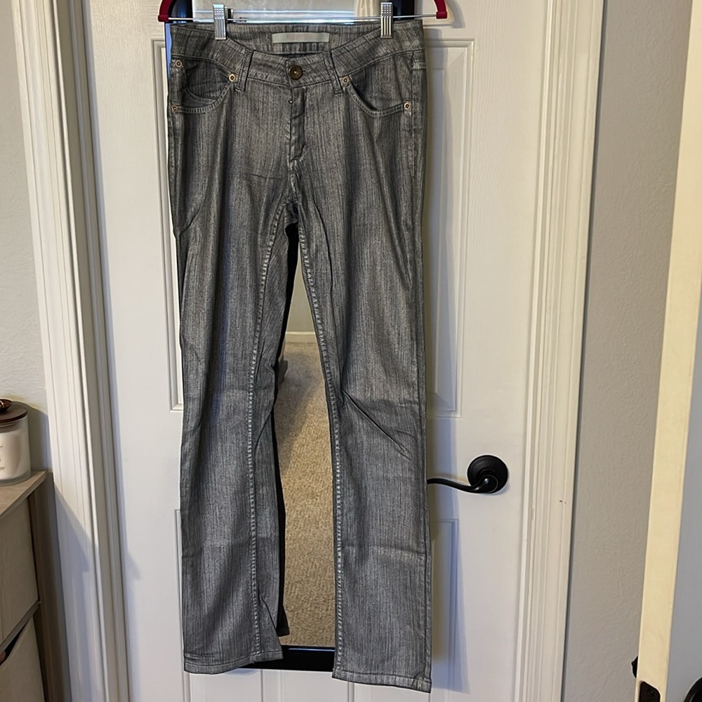 VINTAGE SUPER FINE METALLIC SILVER COATED JEANS ~ 28